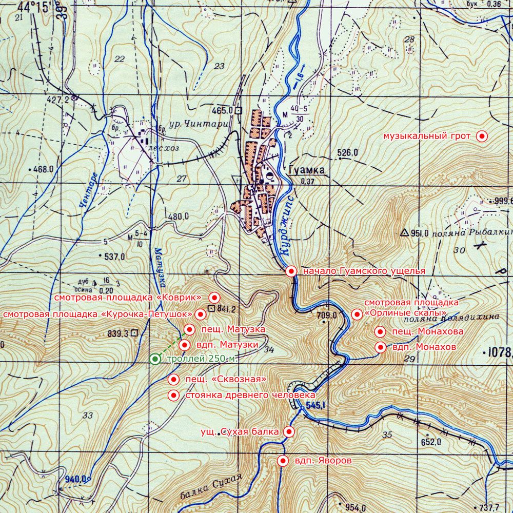 Карта водопадов краснодарского края